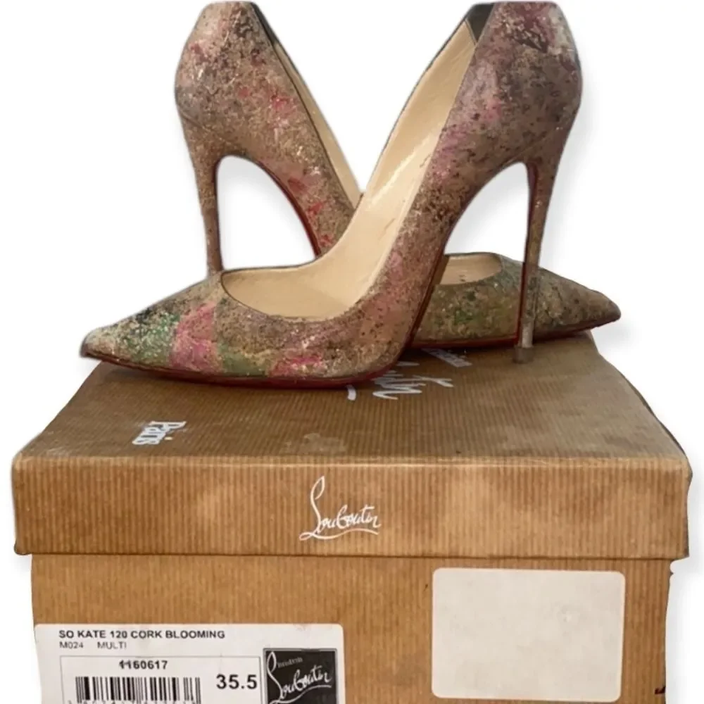 CHRISTIAN LOUBOUTIN Multicolor So Kate 120 Cork Blooming Stilletto Pumps 35.5‎